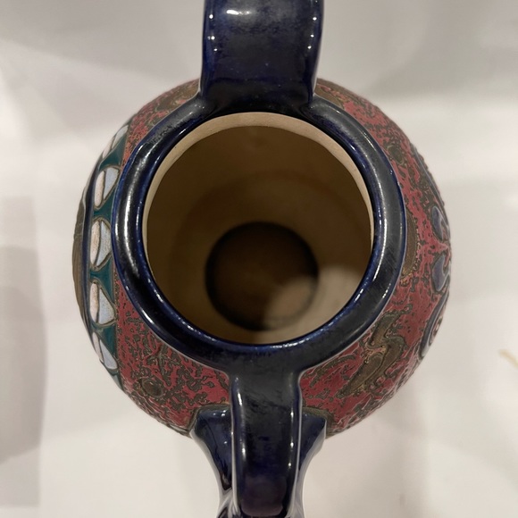 Antique Amphora ceramic vase Egypt art deco nouveau Czechoslovakia Marked Signed - Picture 4 of 16